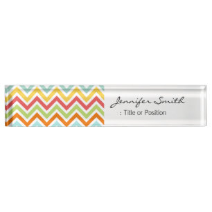 Colourful Chevron Zigzag Stripes Pattern Nameplate
