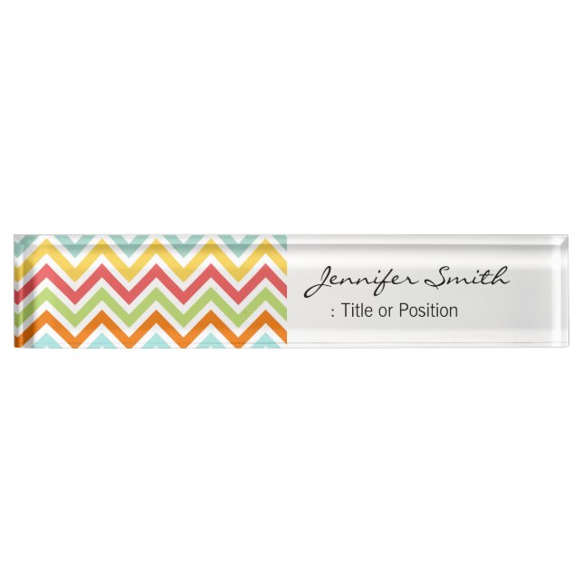 Colourful Chevron Zigzag Stripes Pattern Nameplate (Front)
