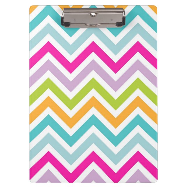 Colourful chevrons zig zag stripes pattern clipboard (Front)