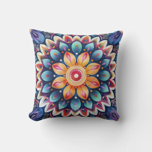 Colourful Chic Boho Mandala Pattern  Cushion