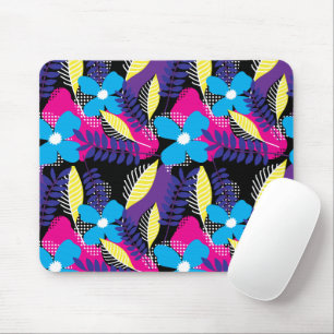Colourful Chic Floral & Dot Pattern with Leaves Mo Mouse Pad