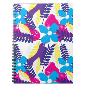 Colourful Chic Floral & Dot Pattern with Leaves Notebook