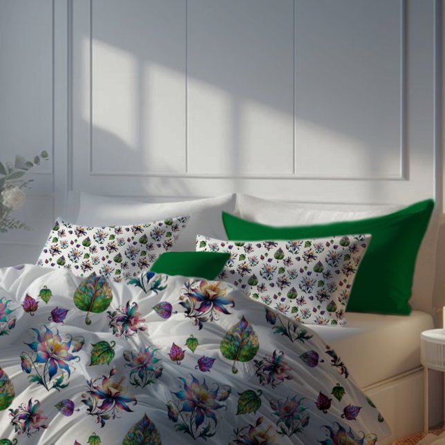 Colourful Chic Floral Stained Glass Pattern Pillowcase (Creator Uploaded)