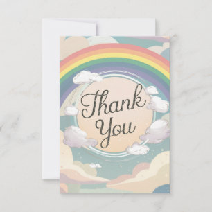 Colourful Chic Rainbow and Clouds Thank You Card