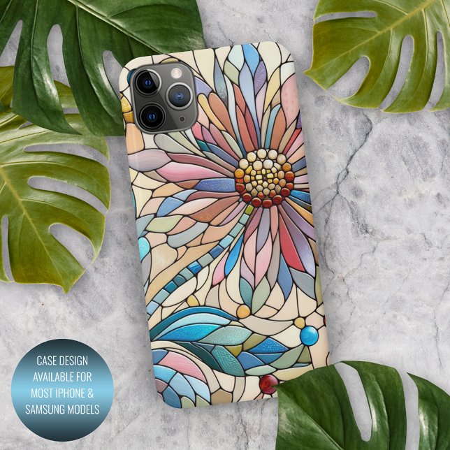 Colourful Chic Stained Glass Floral Art Pattern iPhone Case (Creator Uploaded)