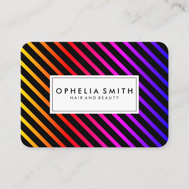 Colourful Chic Stripes Business Card (Front)