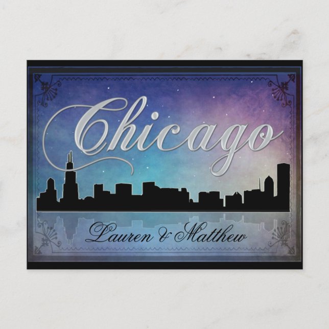Colourful Chicago Illinois skyline Postcard (Front)