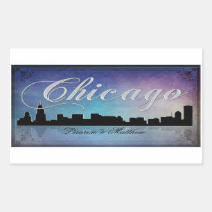 Colourful Chicago Illinois skyline Rectangular Sticker