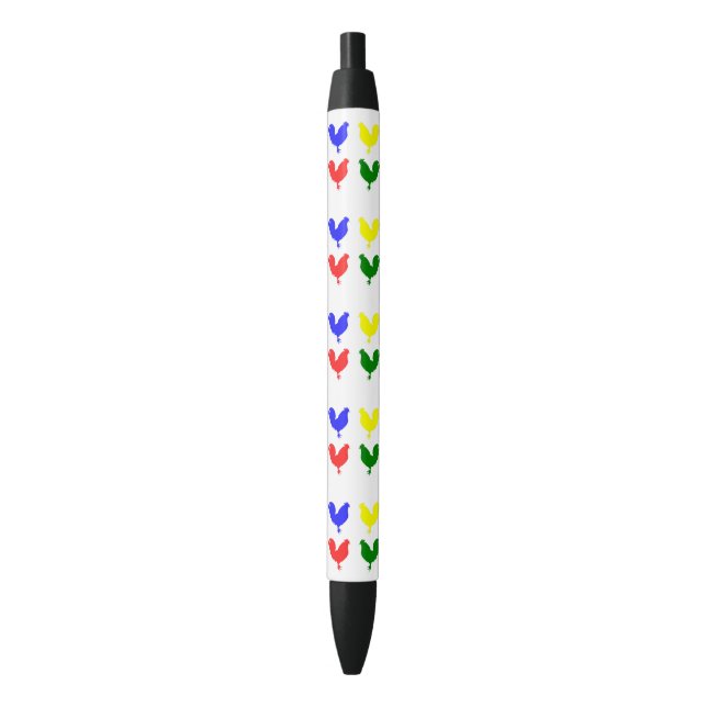 Colourful Chicken Black Ink Pen (Front Vertical)