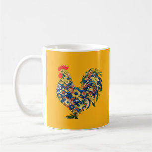 Colourful Chicken Mug, Floral Chicken, Farmer Coffee Mug