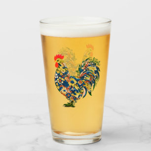 Colourful Chicken Mug, Floral Chicken, Farmer Glass
