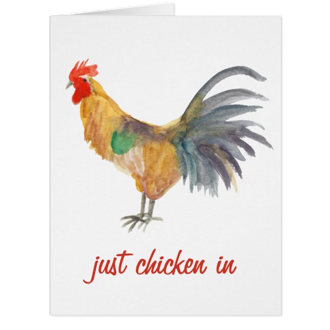 Colourful Chicken Watercolor Funny Greeting Card (Front)