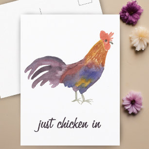 Colourful Chicken Watercolor Funny  Postcard