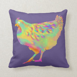 Colourful Chickens Cute Farm Animal Art Painting Cushion