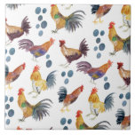 Colourful Chickens & Eggs Pattern Watercolor Farm Ceramic Tile<br><div class="desc">Check out these colourful watercolor chickens and eggs on this nice ceramic tile. Use it in your kitchen!</div>
