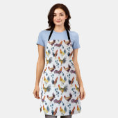 Colourful Chickens & Eggs Watercolor Pattern Apron (Worn)