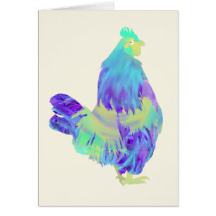 Colourful Chickens Painting Cute Funky Animal Art