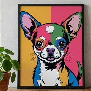 Colourful Chihuahua Dog Pop Art Portrait Poster