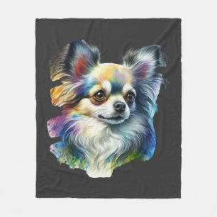 Colourful Chihuahua Portrait Fleece Blanket