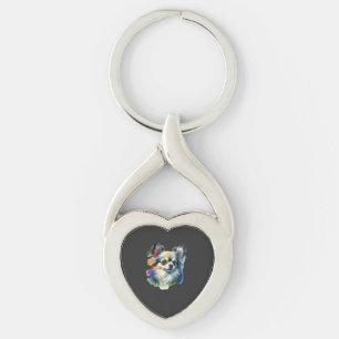Colourful Chihuahua Portrait Key Ring