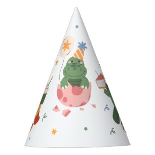 Colourful Childish Dinosaurs Kid's Birthday Party Hat