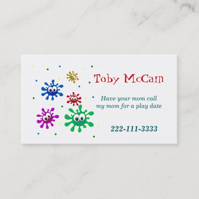 Colourful children calling card (Front)