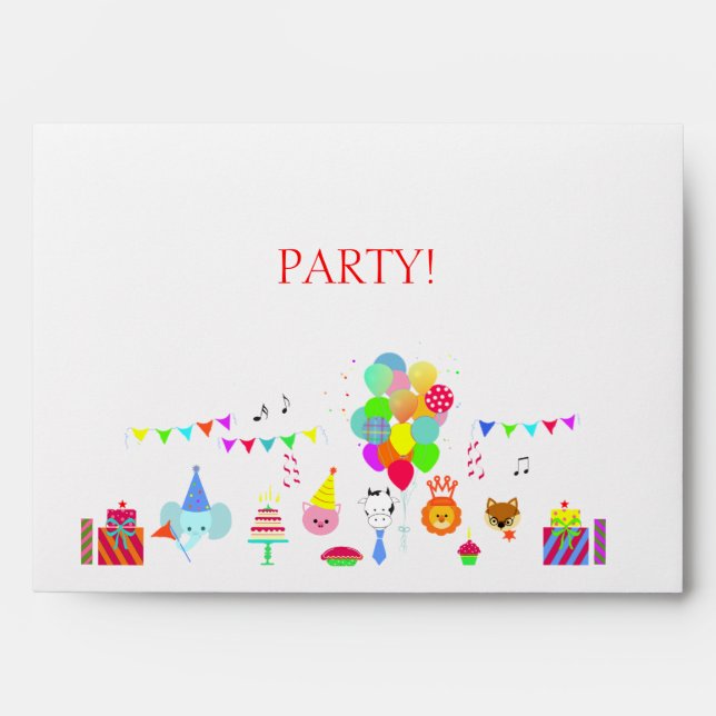 Colourful Children’s Birthday Party Envelope (Front)