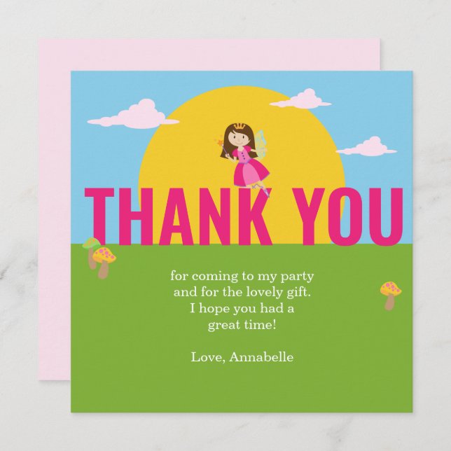 Colourful Children's Birthday Thank You Card (Front/Back)