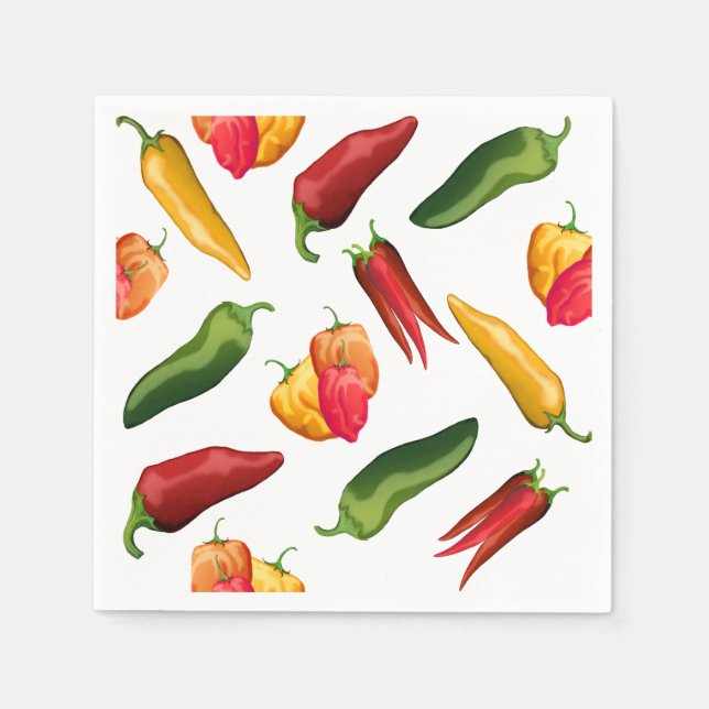 Colourful Chilli peppers Napkin (Front)
