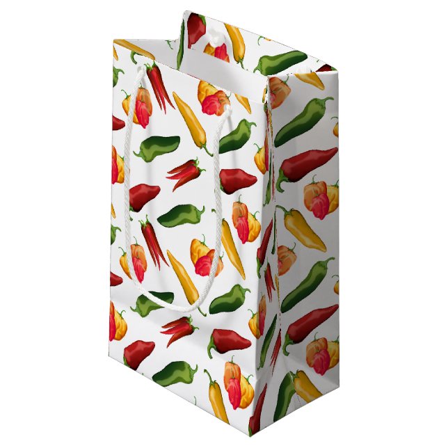 Colourful Chilli peppers Small Gift Bag (Front Angled)