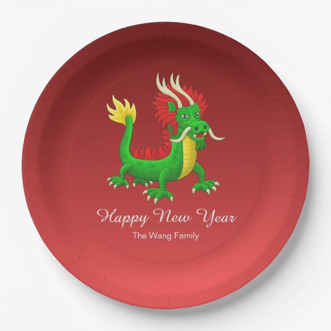 Colourful Chinese Dragon Paper Plate (Front)
