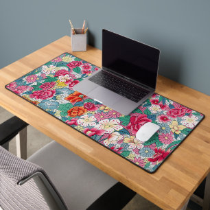 Colourful Chinese Floral Pattern Desk Mat