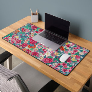 Colourful Chinese Floral Pattern Desk Mat