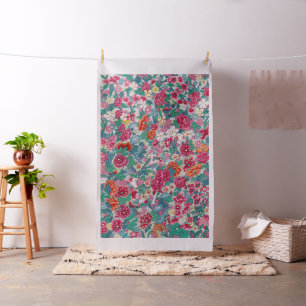 Colourful Chinese Floral Pattern Fabric