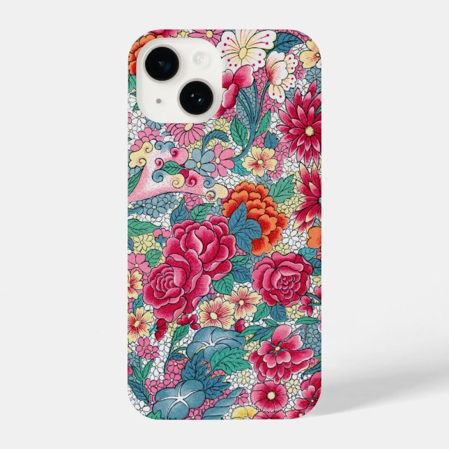 Colourful Chinese Floral Pattern iPhone Case (Back)