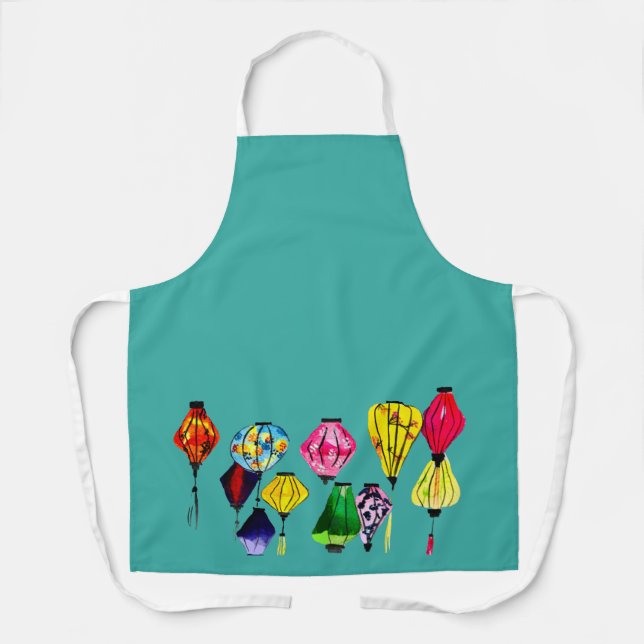 Colourful Chinese lanterns art Apron (Front)