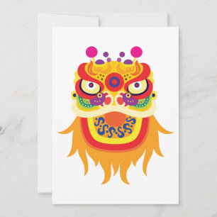 Colourful Chinese Lion Dance Head Invitation
