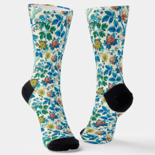 Colourful Chinoiserie Traditional Floral Pattern Socks