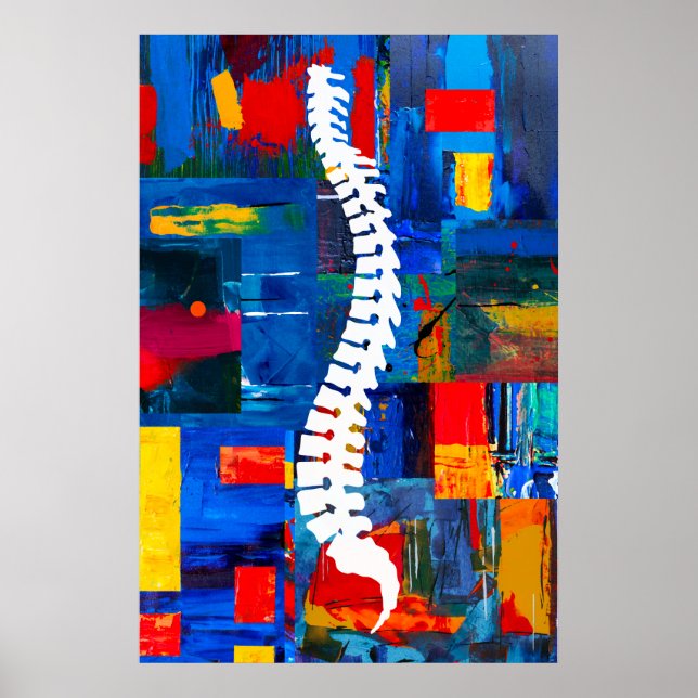 Colourful Chiropractic Spine Poster Painting Right (Front)