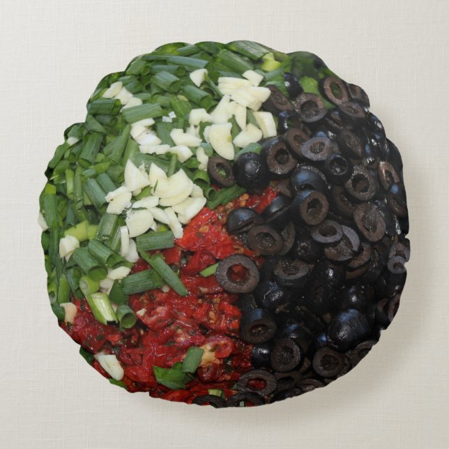 Colourful chopped Food Round Cushion (Front)