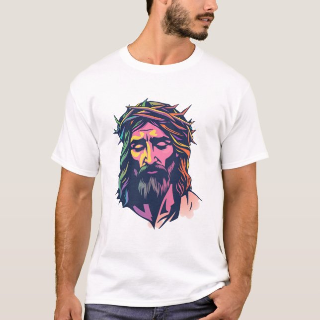 Colourful Christ: Jesus with Crown of Thorns Tee (Front)