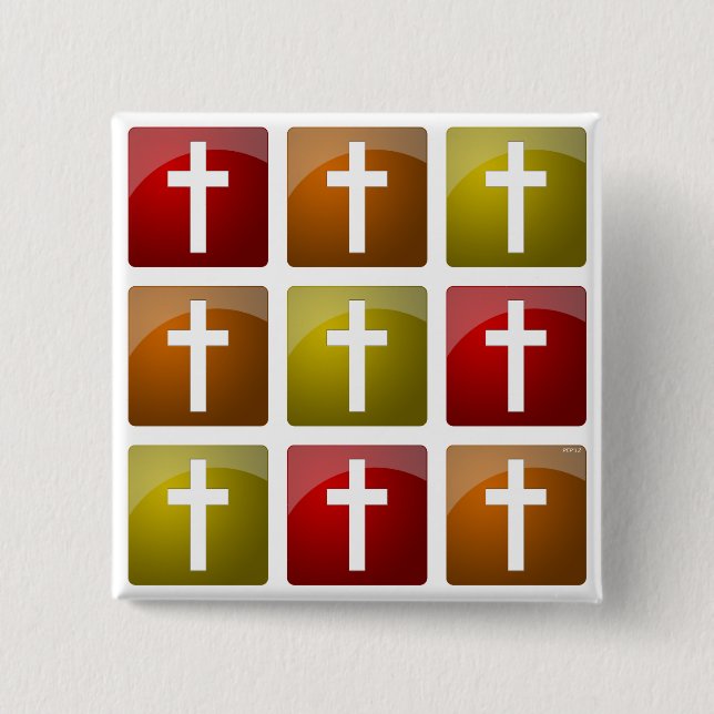 Colourful Christian Crosses 15 Cm Square Badge (Front)