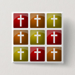 Colourful Christian Crosses 15 Cm Square Badge