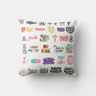 Colourful Christian Faith Quotes Collage Cushion