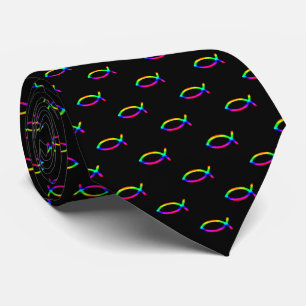 Colourful Christian Fish Pattern Inspirational Tie