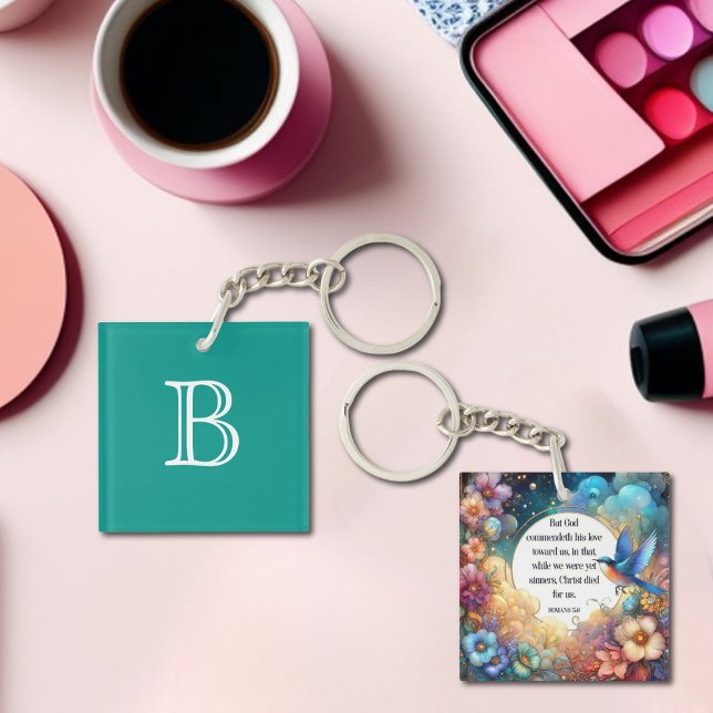 Colourful Christian Keychain Romans 5:8 Verse  (Creator Uploaded)