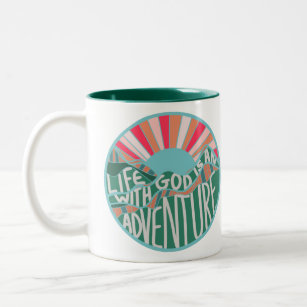 Colourful Christian Mountain Adventure  Two-Tone Coffee Mug