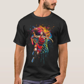 Colourful Christian Playing Basketball Xmas Dunked T-Shirt