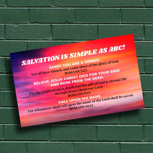 Colourful Christian Salvation ABC Gospel  Business Card (Creator Uploaded)