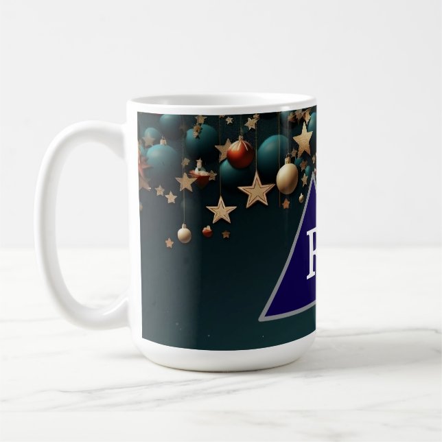 Colourful Christmas balls and stars  Coffee Mug (Left)